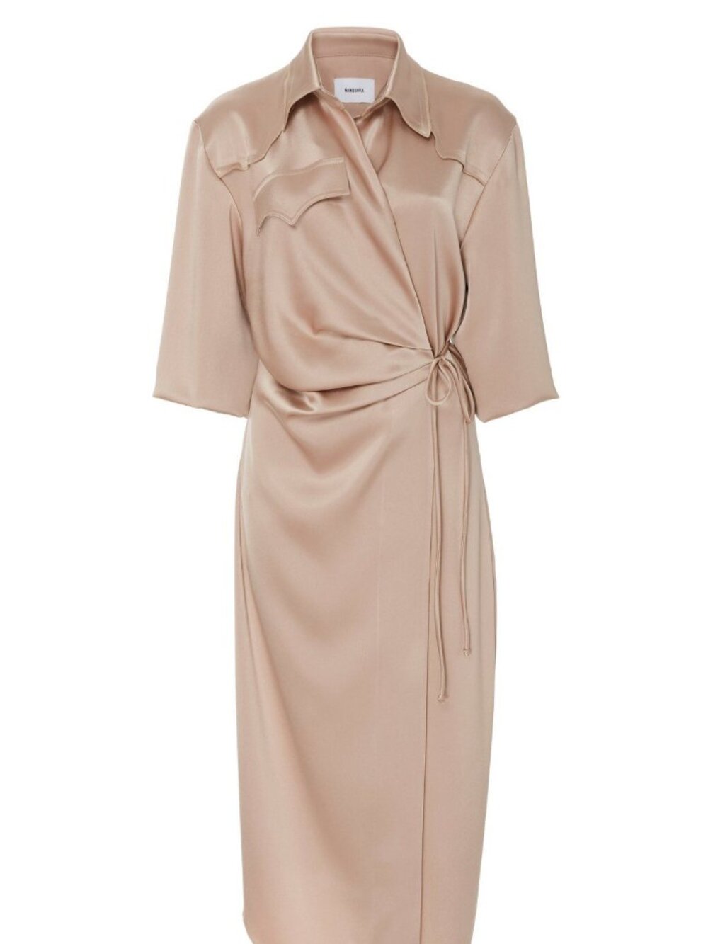 Nanushka Lais Satin Shirt Wrap Dress Satin Wrap Midi Dress